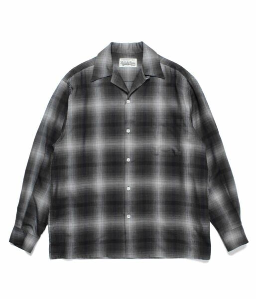 WACKO MARIA 23 FW OMBRE CHECK OPEN COLLAR SHIRT TYPE 3 GRAY M ワコマリア シャツ 24 SS Tシャツ アロハ カーディガン 舐達麻 野村訓市