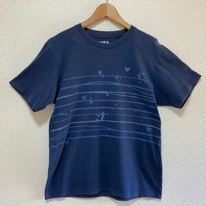 ユニクロ UT ミッキーマウス 和柄 Tシャツ Sサイズ 古着 ネイビー