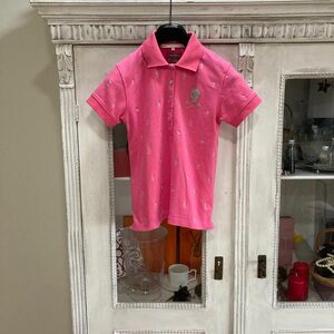マークアンドロナ 半袖 ポロシャツ S ピンク スカル刺繍 プリント