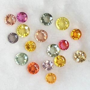 2.8 ct 天然サファイア mix カラー, Songea タンザニア産, ベリリウム拡散加熱処理、 17 pc