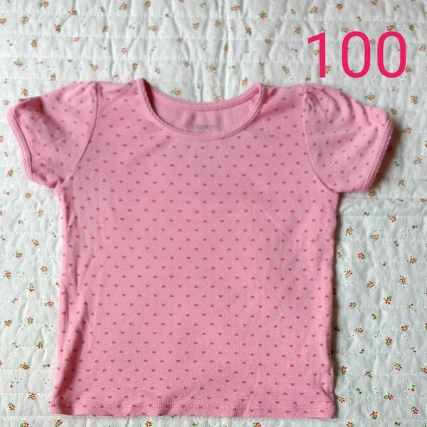 半袖 Tシャツ 100cm カットソー トップス ピンク×ハート 西松屋