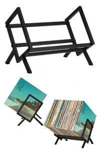  record rack & book stand made of metal matted black LP rack record storage book shelf picture book shelves all-purpose rack stylish 