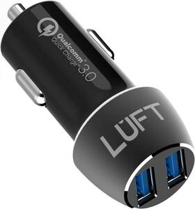 ブラック 【Quick Charge 3.0搭載】LUFT カーチャージャー シガーソケット USB 車載充電器 急速充電 36W