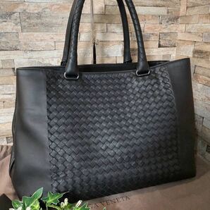 1円【完全未使用！定価50万】BOTTEGA VENETA ボッテガヴェネタ ビジネスバッグ トートバッグ レザー イントレチャート ブラック 黒 正規品の画像1