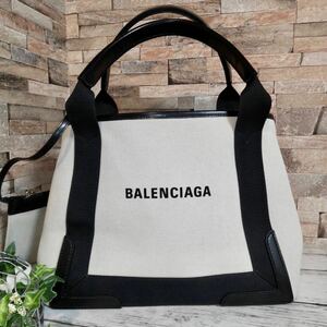 1円 【ほぼ未使用！】BALENCIAGA バレンシアガ カバス トートバッグ ハンドバッグ レザー キャンバス ホワイト ポーチ付き 1スタ