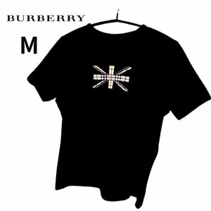 【美品】BURBERRY LONDON バーバリーロンドン　半袖Ｔシャツ　カットソー ノバチェック　ブラック　レディース　M　