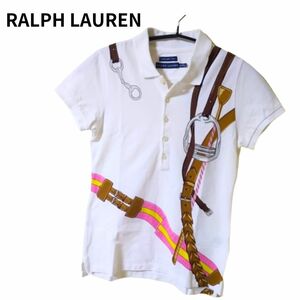 RALPH LAUREN THE SKINNY POLO ラルフローレン　スキニーポロ　 半袖 ポロシャツ　白　ベルト柄 レディース　XS　155/84A