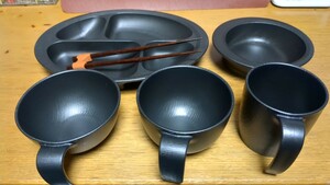  wood grain mochi ...*...... tableware set [ tea cup soup bowl handle attaching glass bowl ]. chopsticks attaching nursing for 