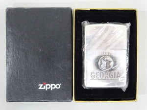 新品 未使用品 2003年製 ZIPPO ジッポ GEORGIA ジョージア 立体 メタル貼り シルバー 銀 オイル ライター USA