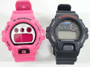 ジャンク 2点セット まとめて CASIO カシオ G-SHOCK Gショック DW-6900CS クレイジーカラーズ ピンク DW-6900 デジタル 三つ目 腕時計