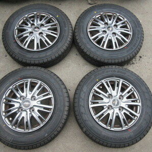 軽トラ、バン用 145/80R12 86/84NLT YOKOHAMA BluEarth-Van PR55 2023年 ライン入り 社外アルミ付4本セットの画像1