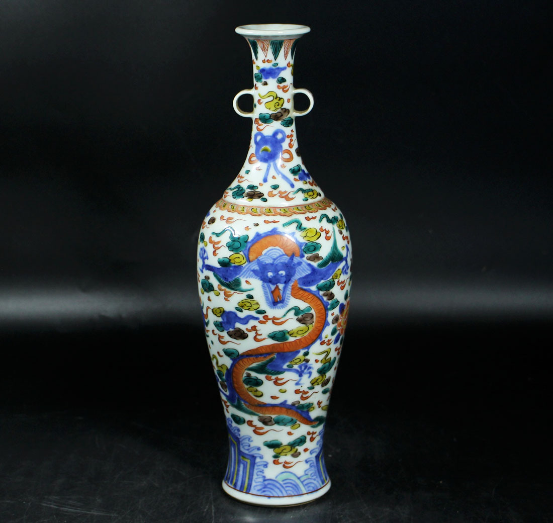 中国 呉須青絵 瓶一対 鳳凰図 中国呉須青絵瓶一対鳳凰図