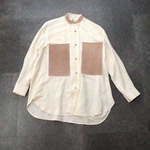 【即決★美品】CCU｜STAND COLLAR SHIRT SILK/シーシーユー スウェードポケットシルクシャツ