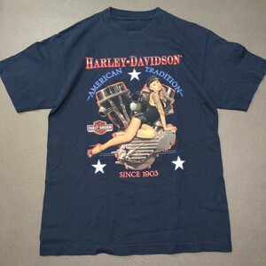 HARLEY DAVIDSON ハーレーダビッドソン Tシャツ　YANASE AUTO TAKASAKI ネイビー　プリント ネイビー