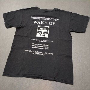 obey オベイ 半袖Tシャツ Tシャツ ブラック 古着 半袖Sサイズ　プリント　wake up 