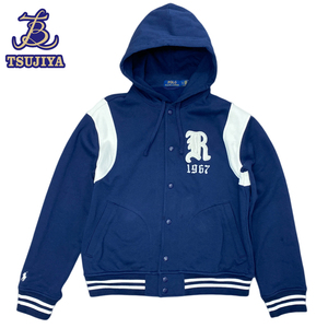 ★美品★RALPH LAUREN ラルフローレン　フロントボタンパーカー　ネイビー×ホワイト　#L　中古A【辻屋質店A2687】