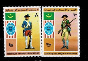 モーリタニア 1976年 米建国200年(軍服)切手セット