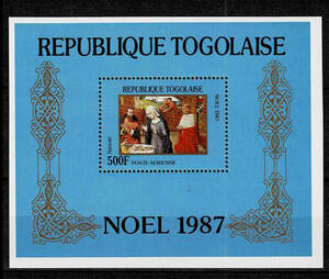 Art hand Auction Togo 1987 Weihnachten (Gemälde) kleines Blatt, Antiquität, Sammlung, Briefmarke, Postkarte, Europa