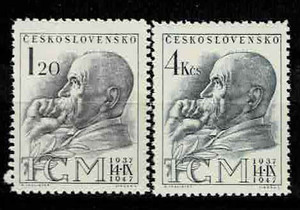  Czech 1947 year masalik large ....10 year stamp set 