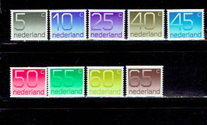 オランダ 1976-86年 数字通常コイル切手９種セット