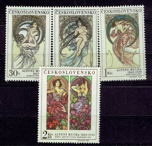 チェコ 1969年 絵画(ミュシャ)切手セット