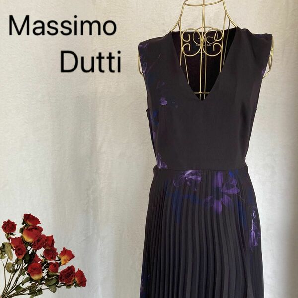 Massimo Dutti ノースリーブ ワンピース 花柄 ブラウン　