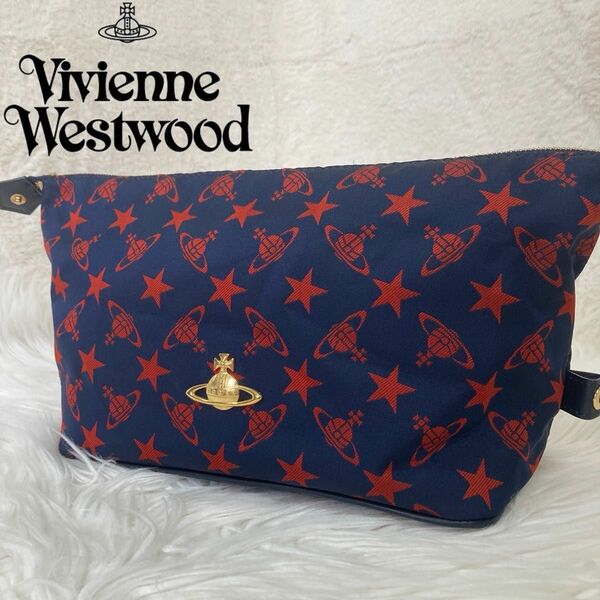 Vivienne Westwood ヴィヴィアン ウエストウッド　セカンドバッグ　ネイビー×レッド　クラッチバッグ
