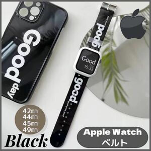 AppleWatch アップルウォッチ ラバーバンド ベルト 黒 42/44/45/49㎜