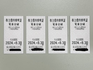 * free shipping * pursuit possibility [ prompt decision equipped ] higashi . railroad stockholder hospitality get into car proof 4 sheets have efficacy time limit :2024 year 6 month 30 until the day ticket ⑥