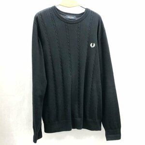 FRED PERRY Fred Perry K2554 tuck braided gun ji- sweater size L black black BLK men's knitted sweater brand tops 