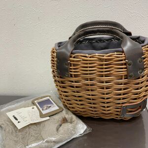 !![18884] 1 jpy start!!eba Goss ebagos handbag rattan × leather Brown . wistaria basket bag beautiful goods!!