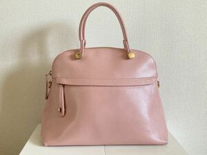 FURLA◆フルラ◆バッグ◆ハンドバッグ◆ピンクベージュ◆レザー◆レザー◆イタリア製◆中古品◆難あり