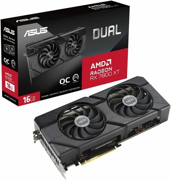 ASUS Dual Radeon RX 7800 XT OC Edition 16GB GDDR6 ビデオカード/DUAL-RX7800XT-O16G 国内正規流通品