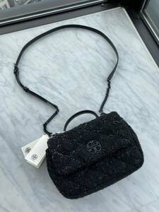 トリーバーチ　WILLA BEADED TWEED MINI TOP HANDLE CROSSBODY BAG 今年1月に銀座本店にて購入　未使用新品同様　ツイードラメ生地完売品