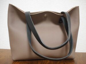 New leather hand made original leather shrink type pushed .* leather HF tote bag gray ju040