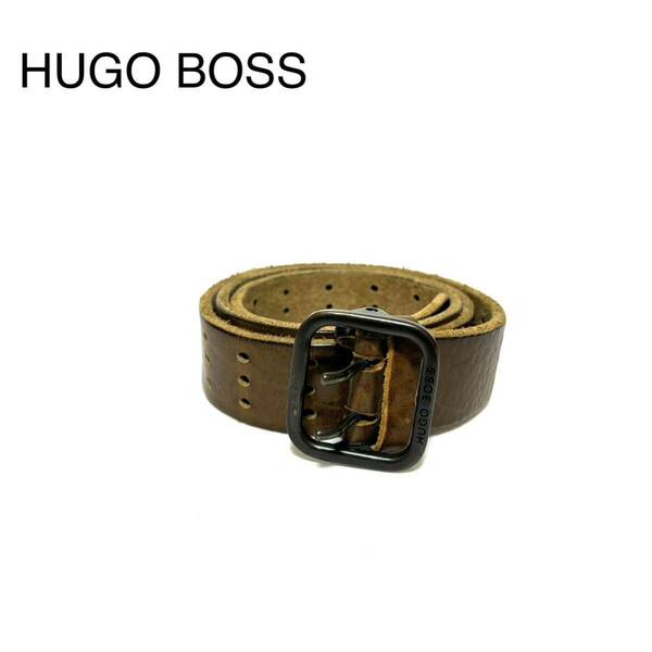 HUGO BOSS ヒューゴボス レザーベルト 茶　ブラウン パンチング