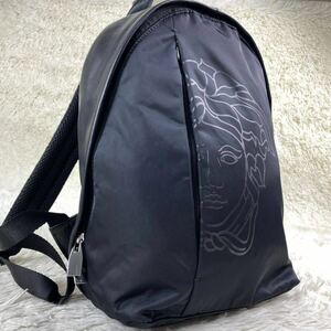  unused class 1 jpy GIANNI VERSACE Gianni Versace collection leather mete.-sa nylon rucksack backpack Day Pack black 