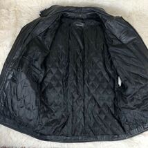 極美品 L リューグーレザーズ ダウン ジャケット コート 最高級 ロングコート ベルト ブラック 黒 Liugoo Leathers メンズ_画像6