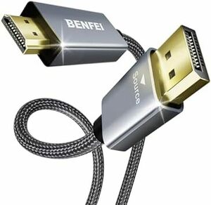 BENFEI 4K DisplayPort - HDMI 1.8m ケーブル [アルミニウム シェル、ナイロン編組]、単方向 DP