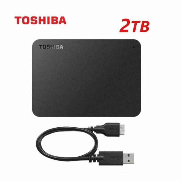 ★美品★TOSHIBA　2TB　ポータブル 外付けHDD【テレビ録画/PC対応　USB3.2(Gen1)対応】Canvio