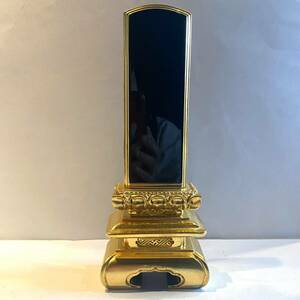  Buddhist altar fittings memorial tablet original gold . three person gold 1 piece [ exhibition goods ]
