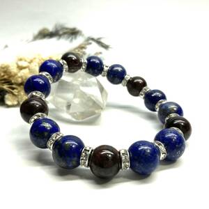  lapis lazuli & garnet Power Stone bracele natural stone breath ( silver ) 12mm.. better fortune men's man 0