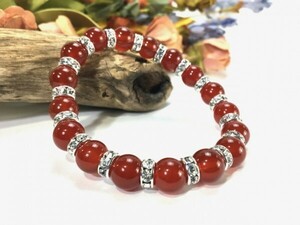  red .. Power Stone bracele natural stone breath 10mm men's * lady's ( long Dell : silver ) better fortune .. beads breath 0