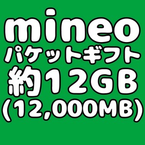 mineo マイネオ パケットギフト コード 約12GB（12000MB）匿名配送 