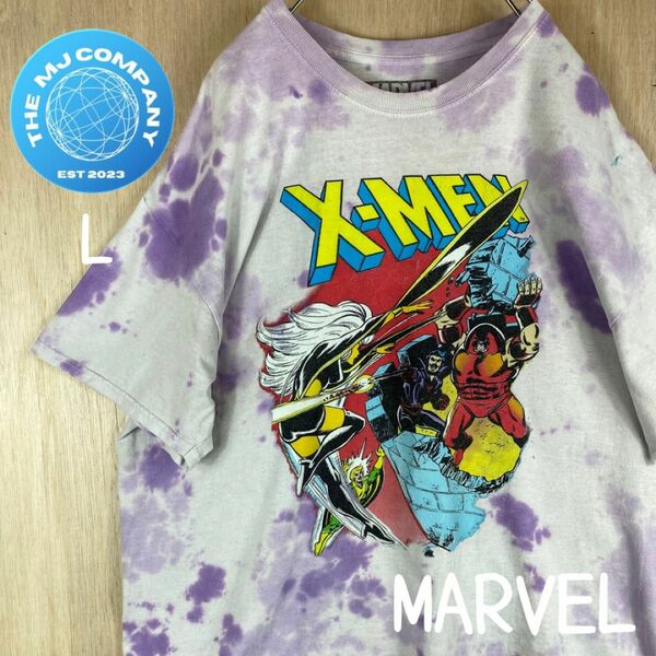 USA古着 MARVEL X-MEN ロゴプリント　タイダイTシャツ プリントTシャツ アメカジ　アメコミ　Lサイズ