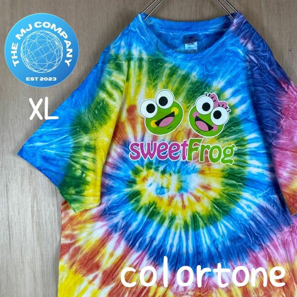 USA古着 COLORTONE sweetFrog タイダイTシャツ　XL レインボー