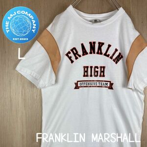 古着　FRANKLIN MARSHAL 胸ロゴプリント　半袖Tシャツ　L ホワイト
