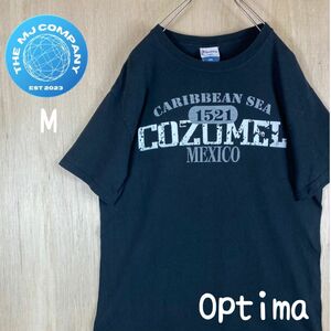 USA古着 ［Optima］コスメル島メキシコ　ロゴプリントTシャツM ブラック