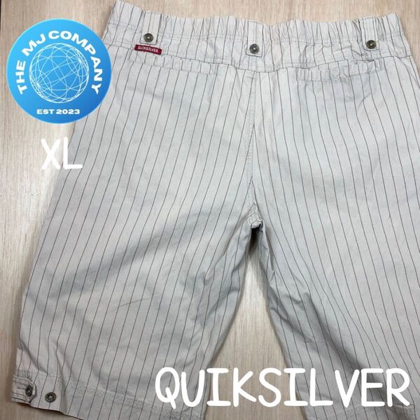 セール 古着 QUIKSILVER ストライプ サーフ ハーフパンツ XL ベージュ ボトムス 短パン