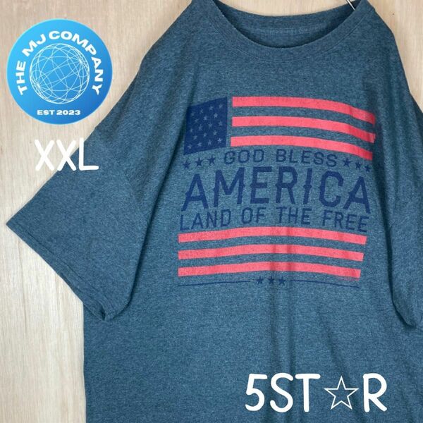 USA古着　5STAR GOD BLESS AMERICA プリントT XXL Tシャツ 半袖 半袖Tシャツ